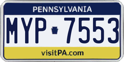PA license plate MYP7553