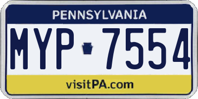 PA license plate MYP7554