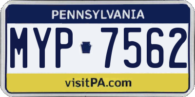 PA license plate MYP7562