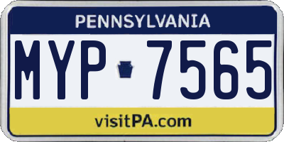 PA license plate MYP7565