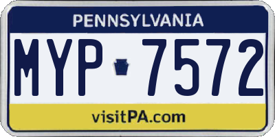 PA license plate MYP7572