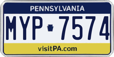 PA license plate MYP7574