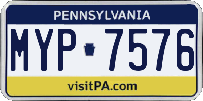 PA license plate MYP7576