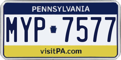 PA license plate MYP7577
