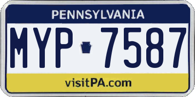 PA license plate MYP7587