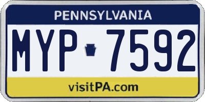PA license plate MYP7592