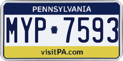 PA license plate MYP7593