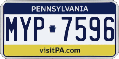 PA license plate MYP7596