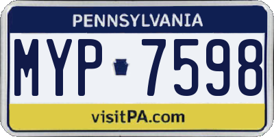 PA license plate MYP7598