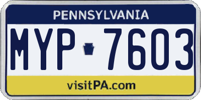 PA license plate MYP7603