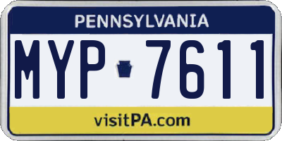PA license plate MYP7611