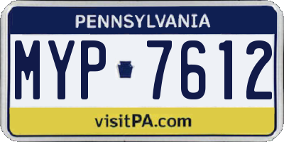 PA license plate MYP7612