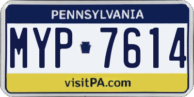 PA license plate MYP7614
