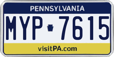 PA license plate MYP7615