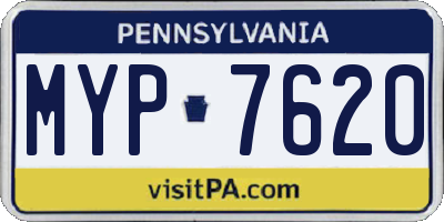 PA license plate MYP7620