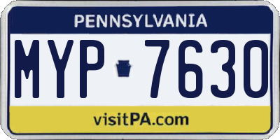 PA license plate MYP7630