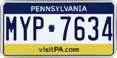 PA license plate MYP7634