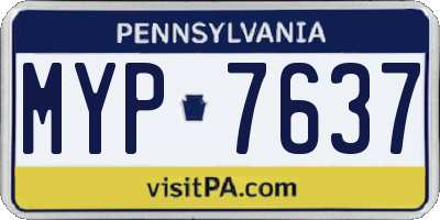 PA license plate MYP7637