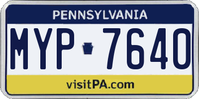 PA license plate MYP7640