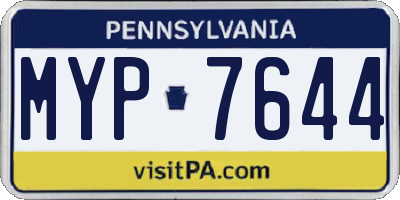 PA license plate MYP7644