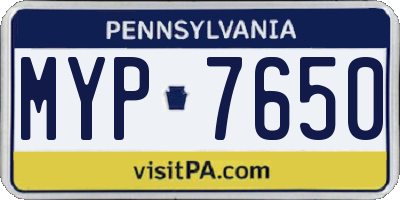 PA license plate MYP7650