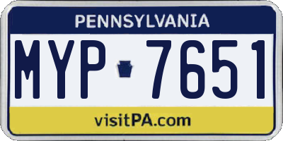 PA license plate MYP7651