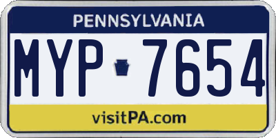 PA license plate MYP7654