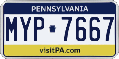 PA license plate MYP7667