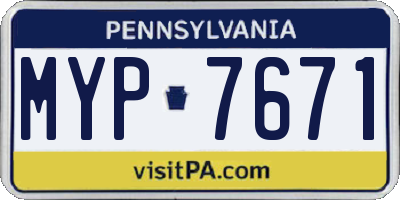 PA license plate MYP7671