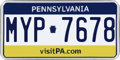 PA license plate MYP7678