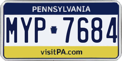 PA license plate MYP7684