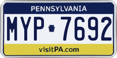 PA license plate MYP7692