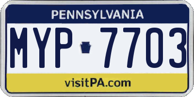 PA license plate MYP7703