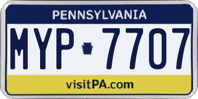 PA license plate MYP7707