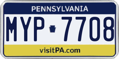 PA license plate MYP7708
