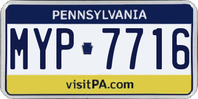 PA license plate MYP7716
