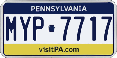PA license plate MYP7717
