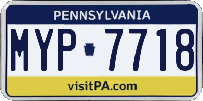 PA license plate MYP7718