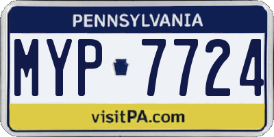 PA license plate MYP7724
