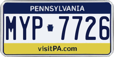 PA license plate MYP7726