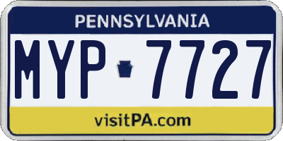 PA license plate MYP7727