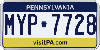 PA license plate MYP7728