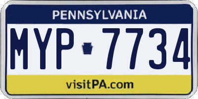 PA license plate MYP7734