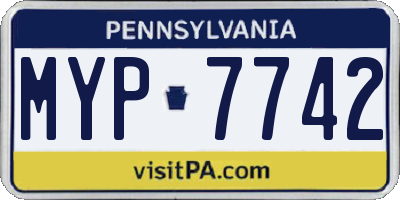 PA license plate MYP7742