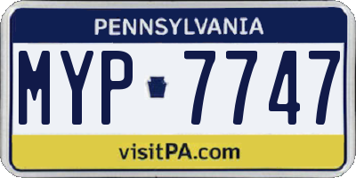 PA license plate MYP7747