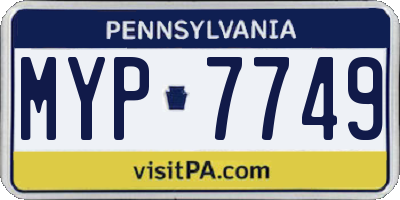 PA license plate MYP7749
