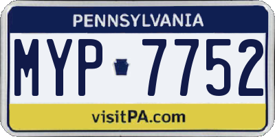 PA license plate MYP7752