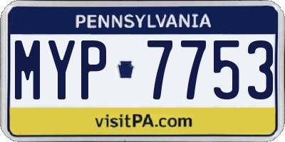 PA license plate MYP7753
