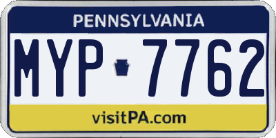 PA license plate MYP7762