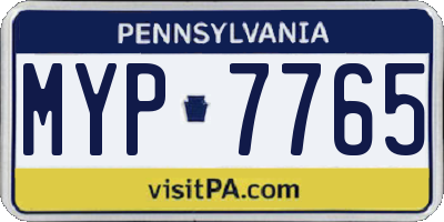 PA license plate MYP7765